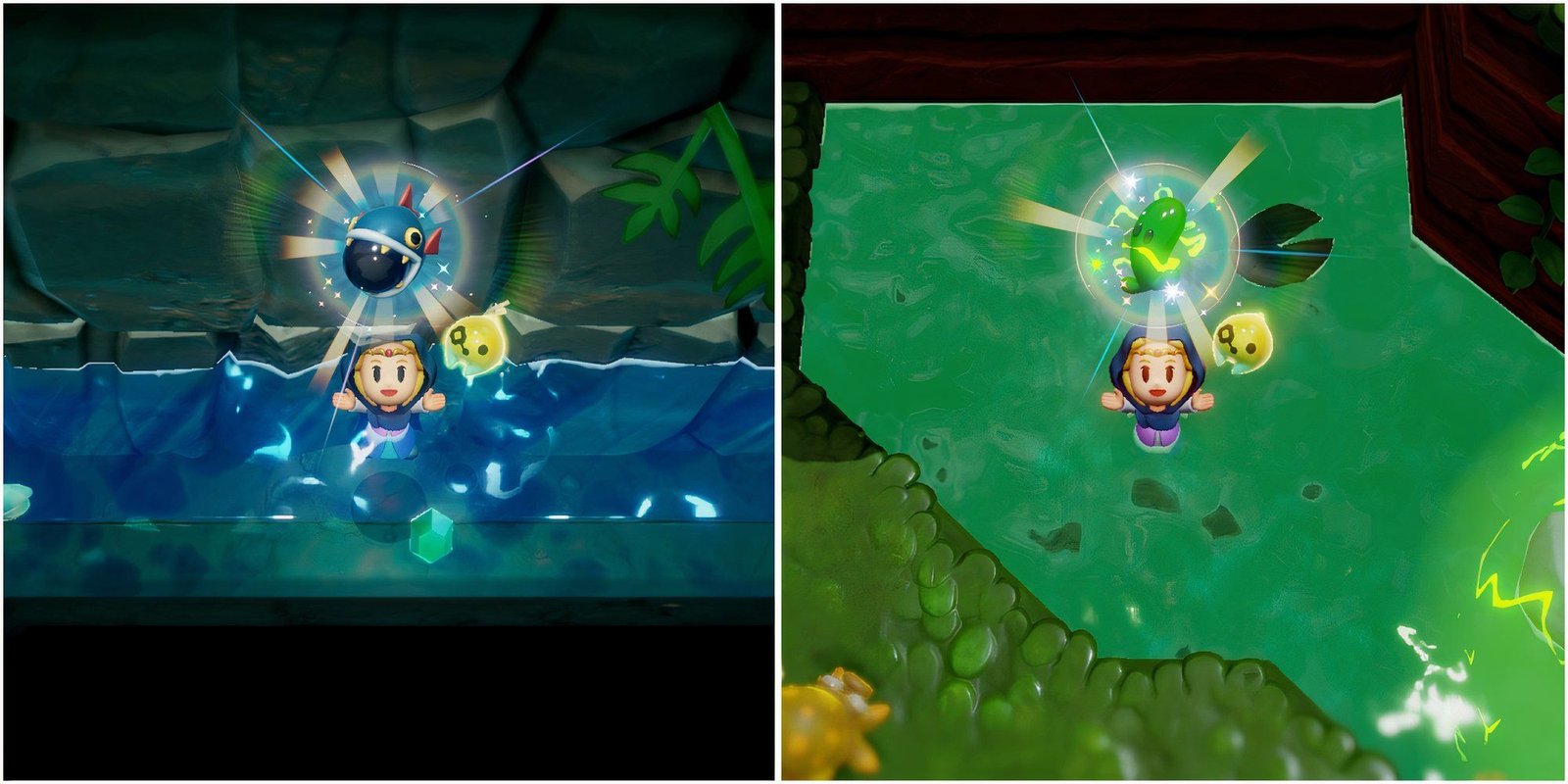 Bombfish and Buzz Blob monster echoes in The Legend of Zelda Echoes of Wisdom