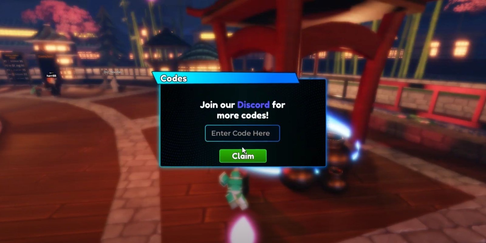 Anime Royale the codes tab