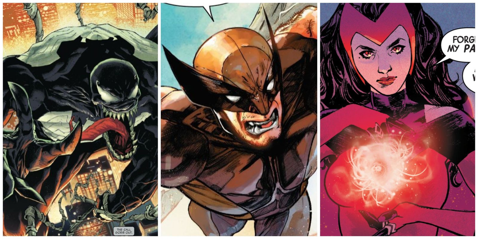 venom, wolverine, scarlet witch