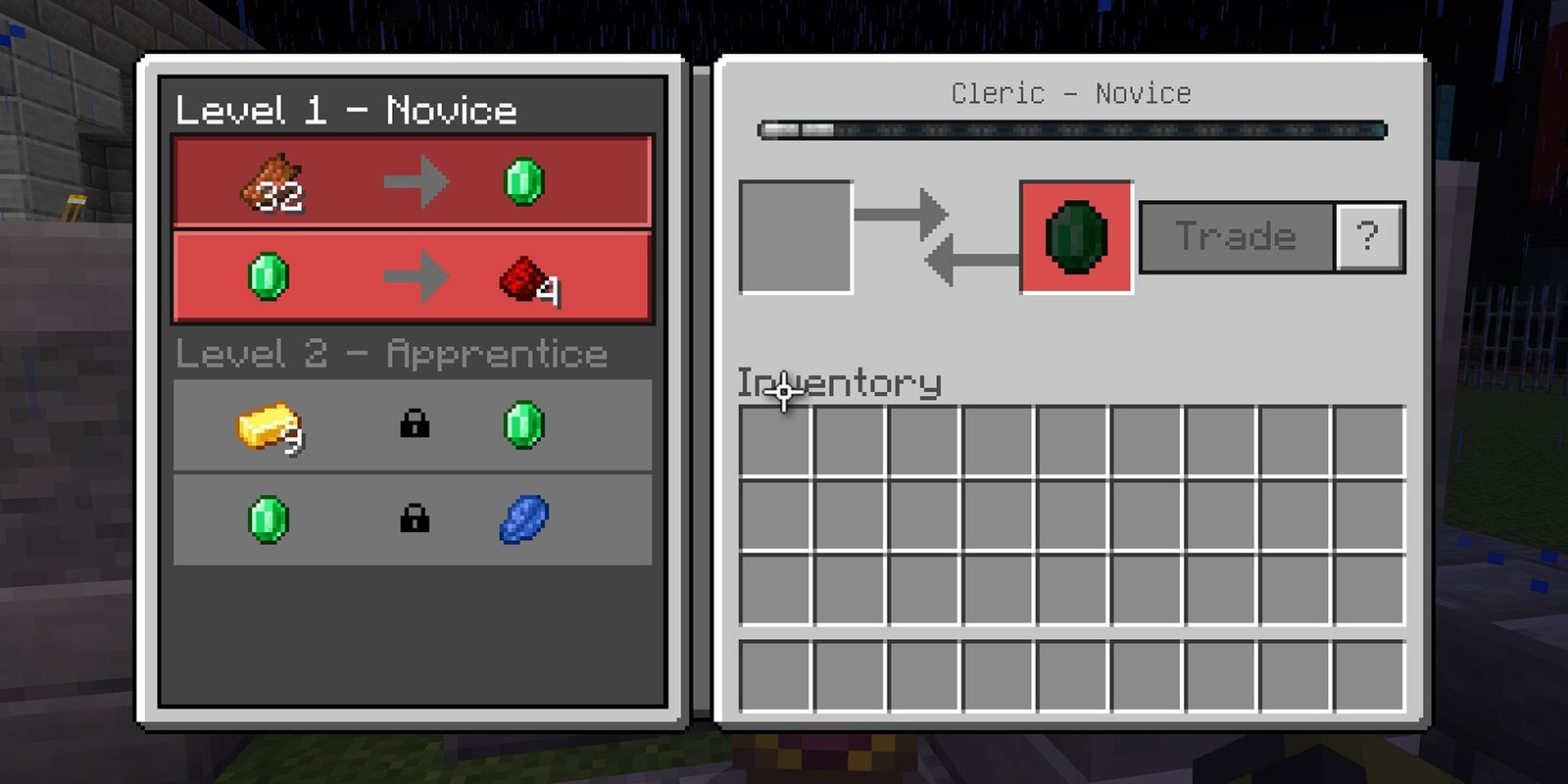 Villager Trading Screen In Minecraft