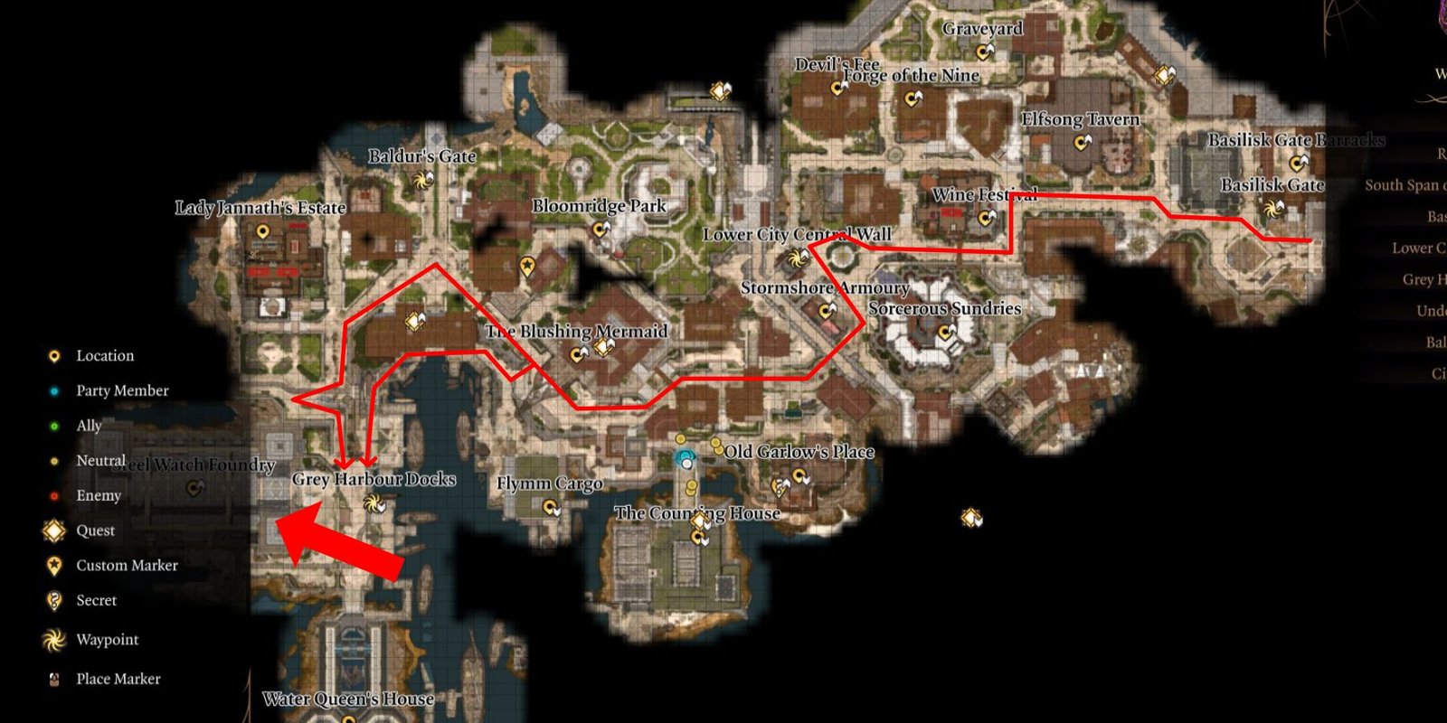 Baldurs Gate 3 Steel Watch Foundry Location Lower City Grey Harbor Docks Route