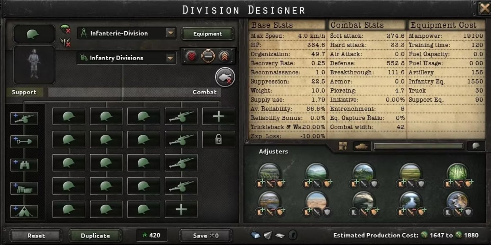 Hearts Of Iron IV 42-Width Infantry Division Template