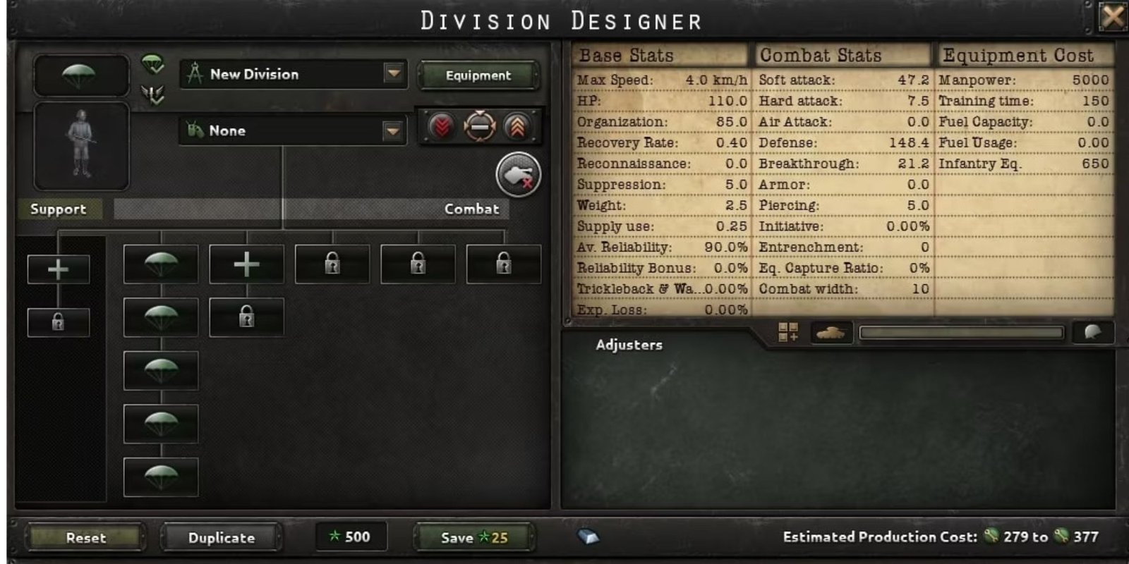 Hearts Of Iron IV 10-Width Paratroopers Division Template