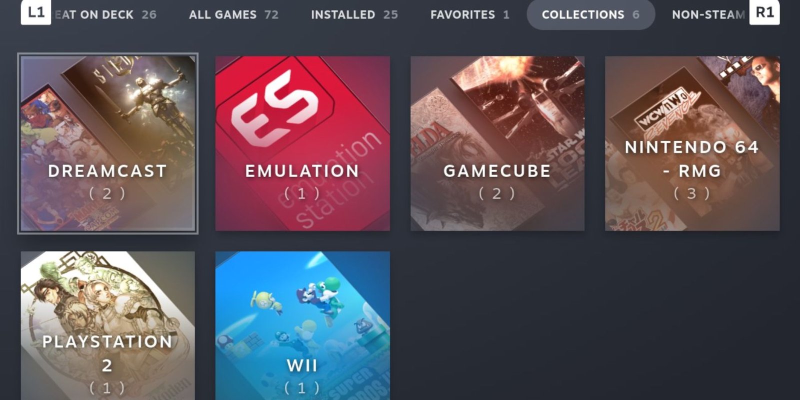 Steam Deck Emudeck running under collections