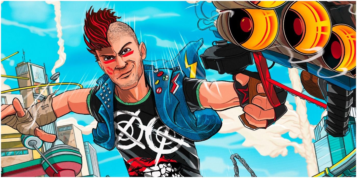 Sunset Overdrive - character holding an oversized gun