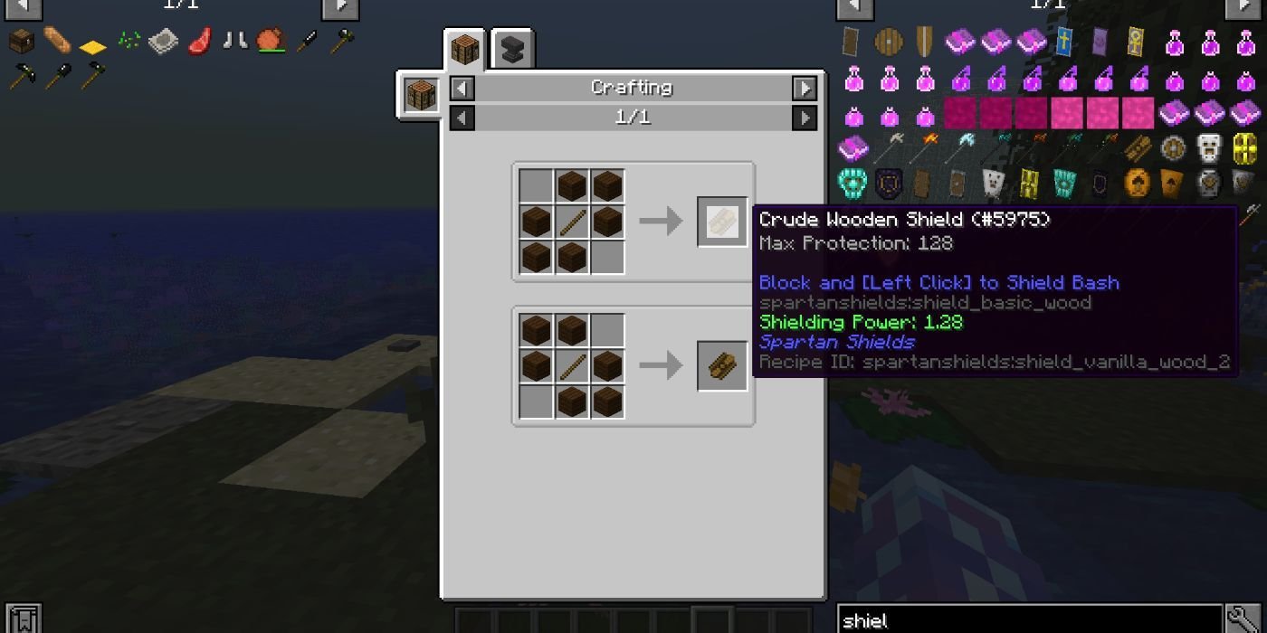 Minecraft RLCraft Crude Shield Recipe