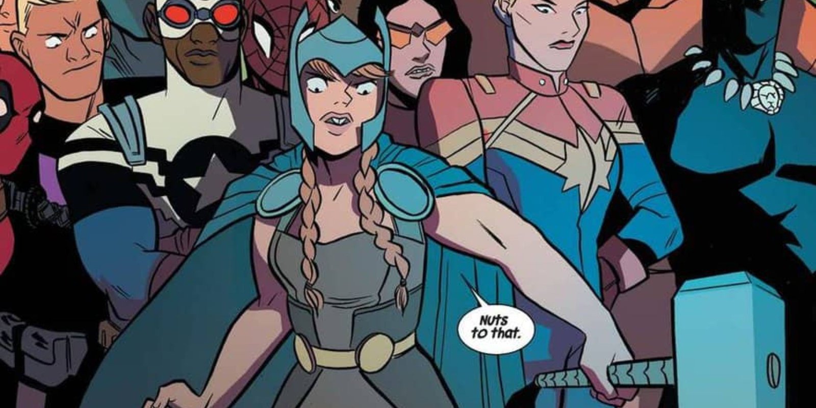 Squirrel Girl wearing Thor's armor