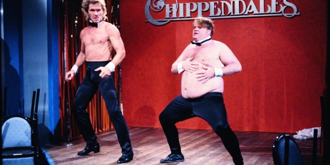 Chippendales Audition Chris Farely Patrick Swayze in SNL