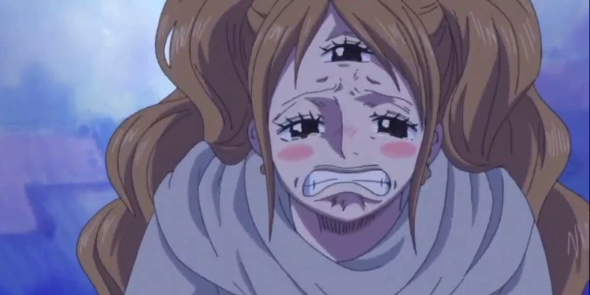 Charlotte Pudding cries after removing Sanji's memories in One PIece.