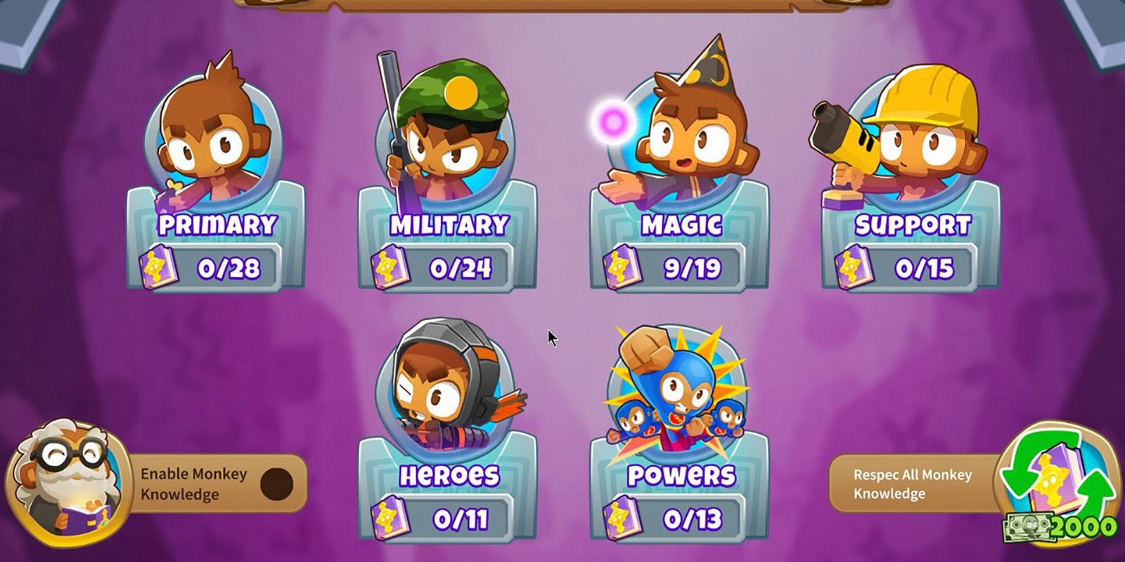 BTD6 Monkey Knowledge Screen