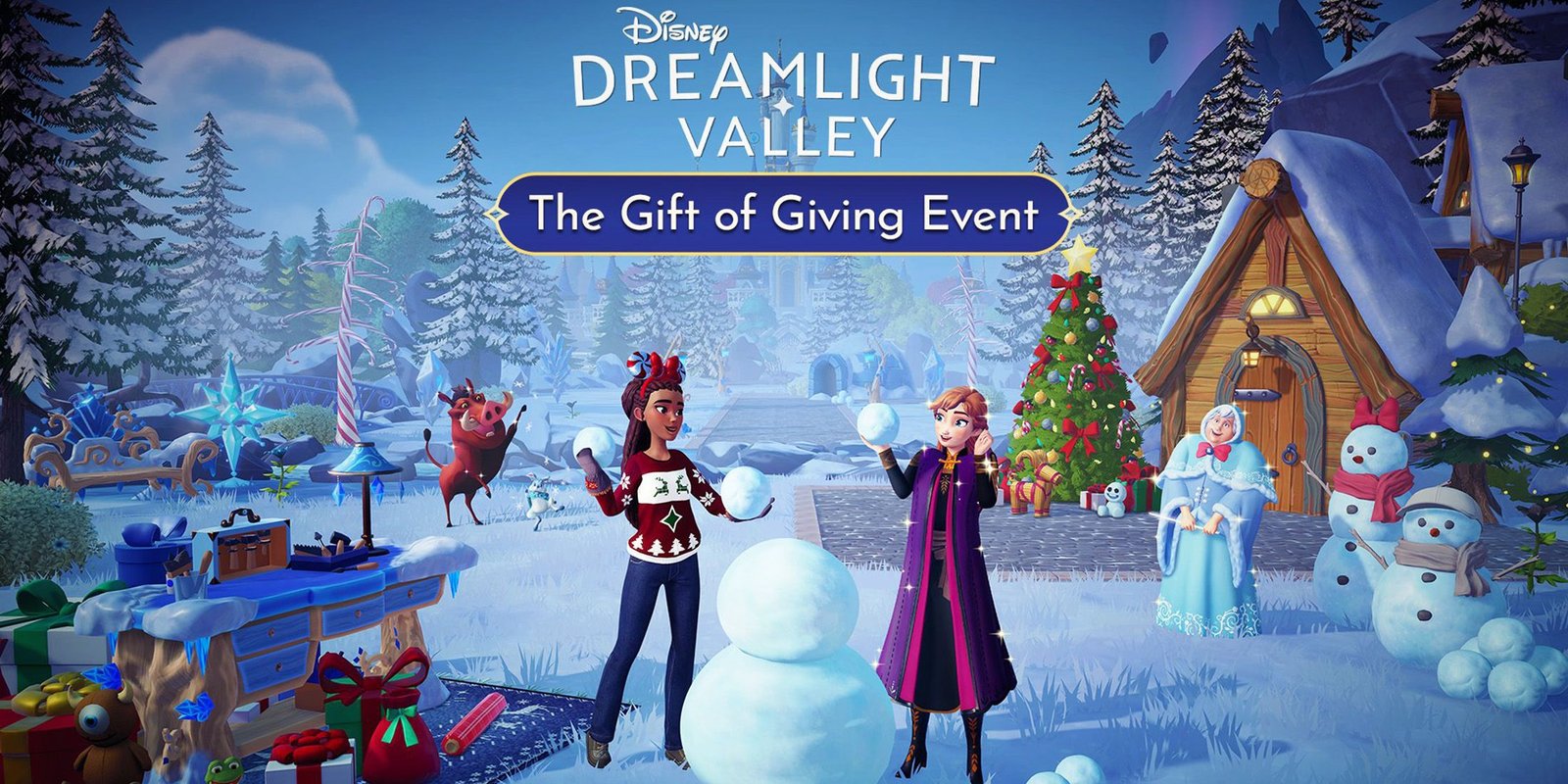 Disney Dreamlight Valley The Gift of Giving Event 2024 key art promo graphic 2x1 crop vignette