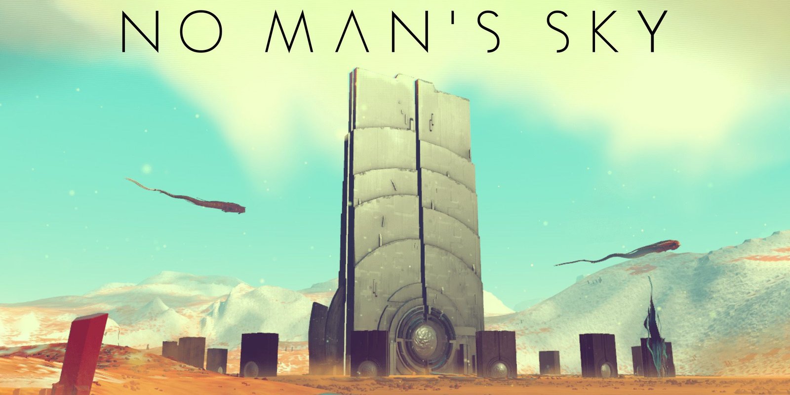 No Man's Sky skyscraper with game logo 2x1 composite