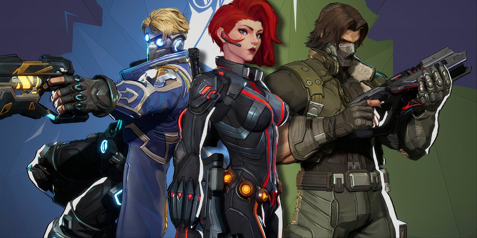 Split image of Star-Lord, Black Widow, and Winter Soldier in Marvel Rivals