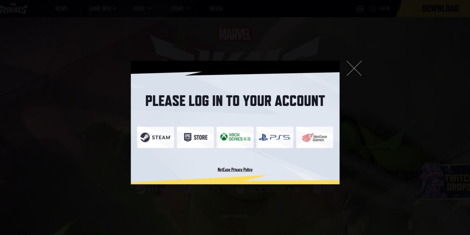 Marvel Rivals Website Login