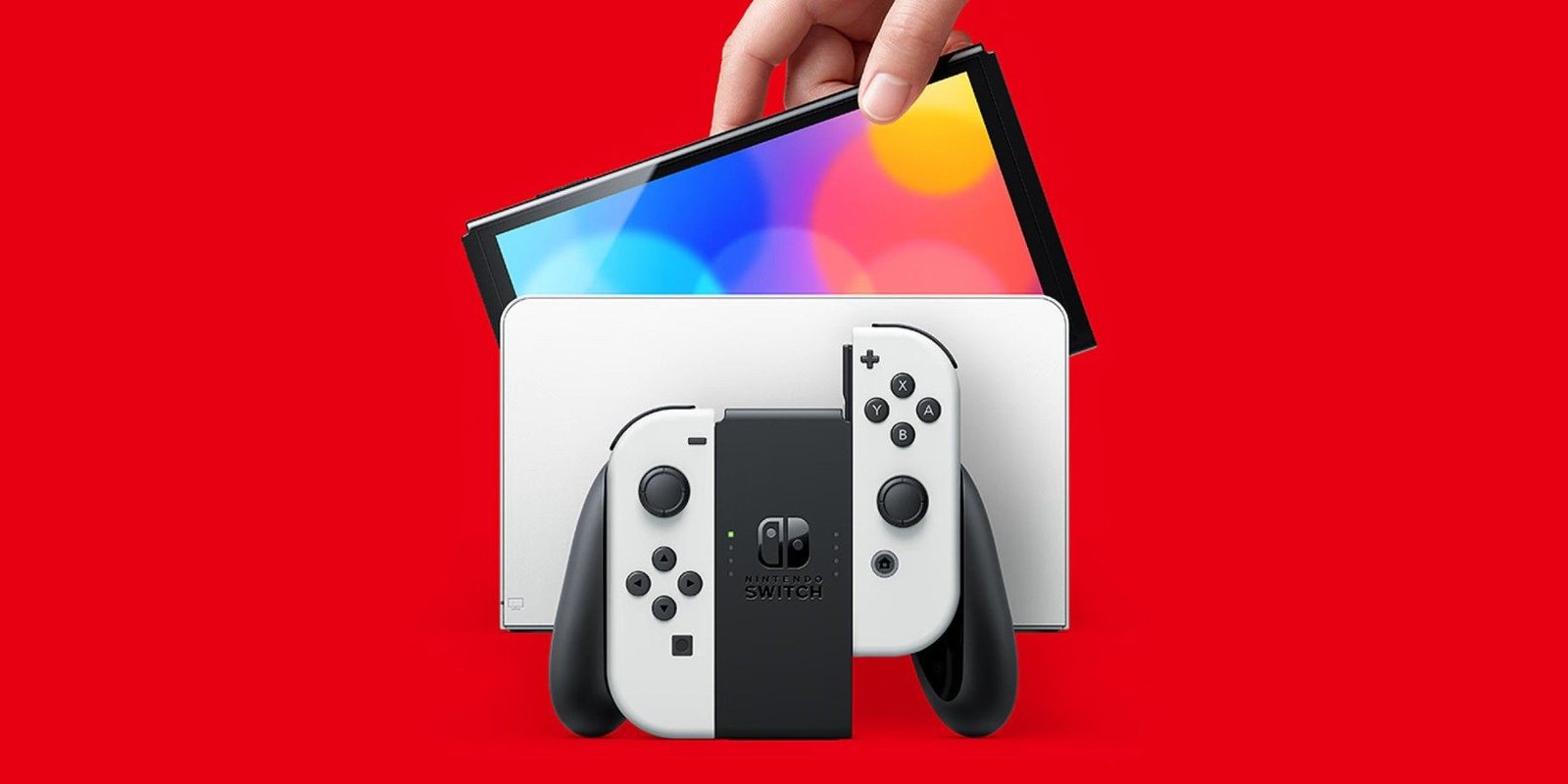 nintendo switch oled red background