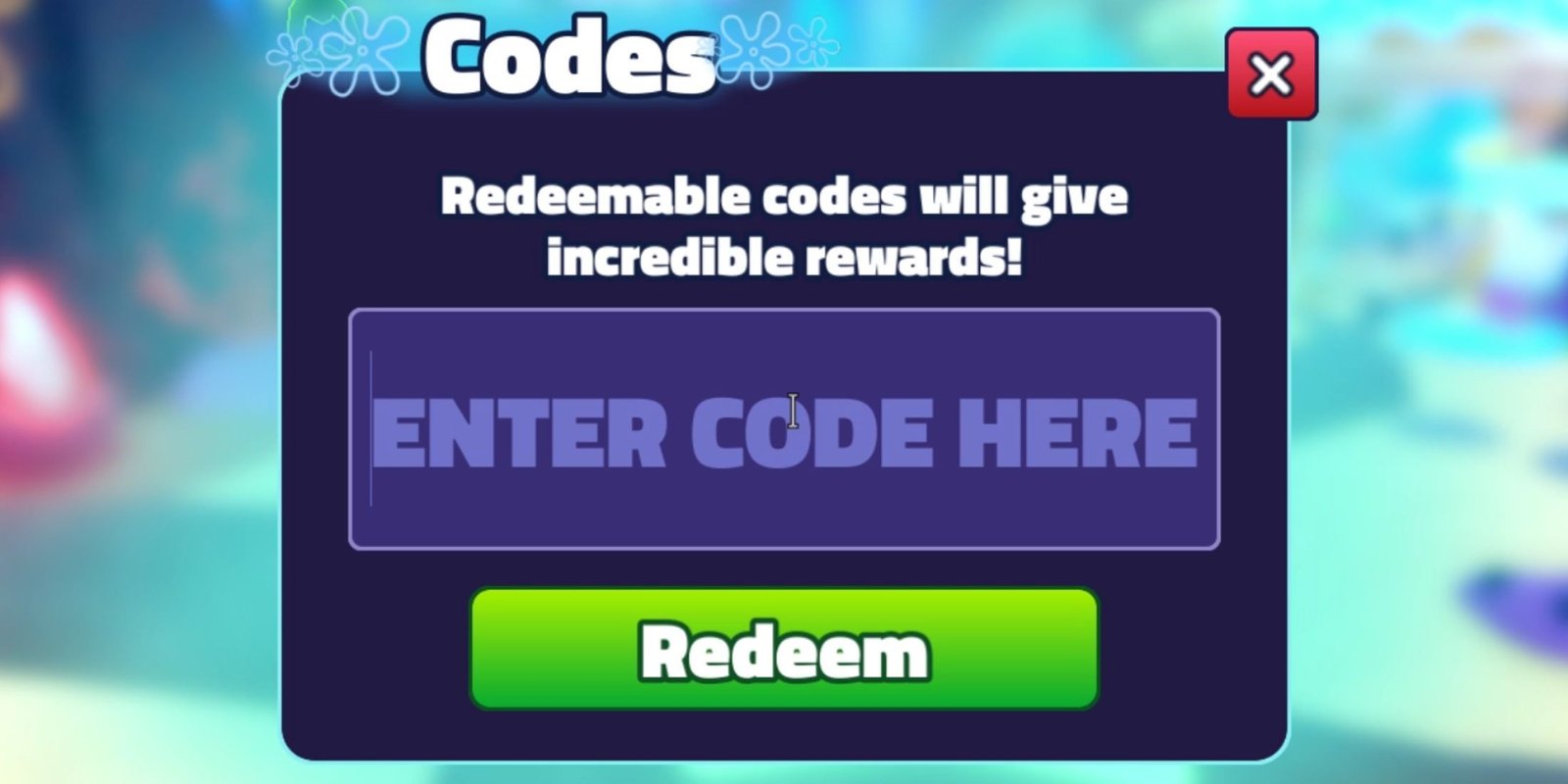 SpongeBob Tower Defense the codes tab