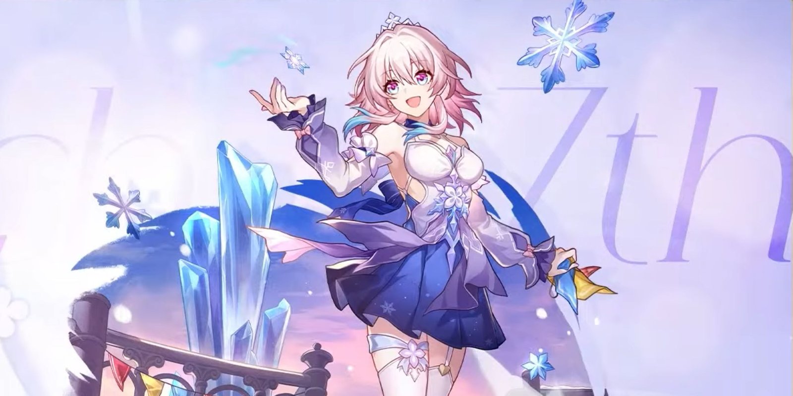 march 7th wearing her belobog dress in honkai star rail official art