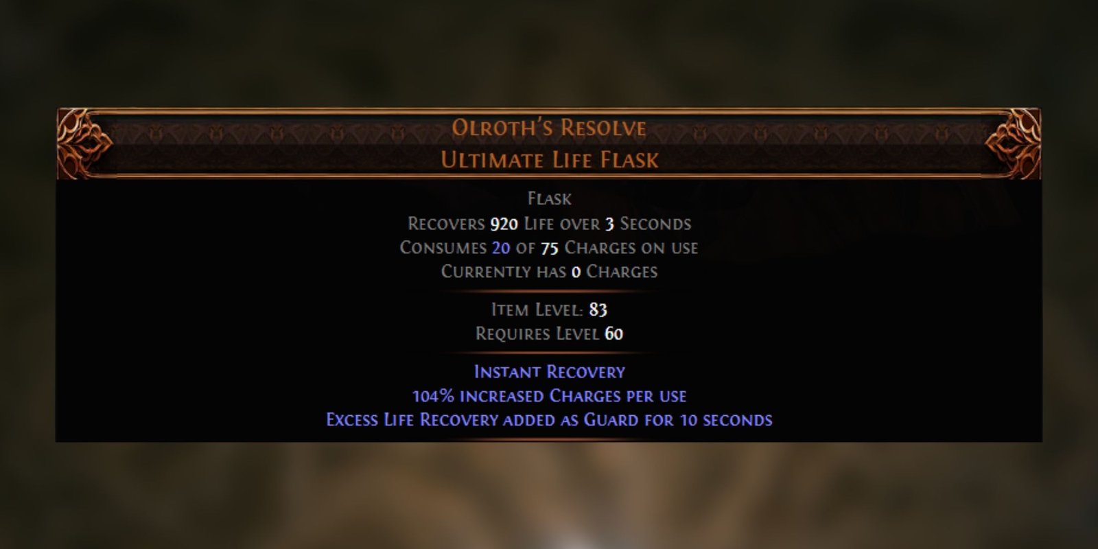 orloth's resolve ultimate life flask in path of exile 2