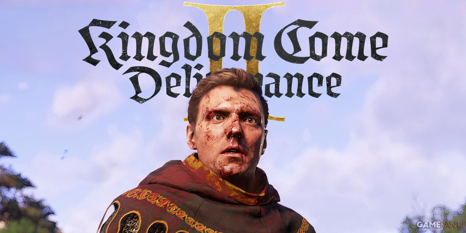 bloodied Henry below Kingdom Come Deliverance 2 logo 2x1 composite