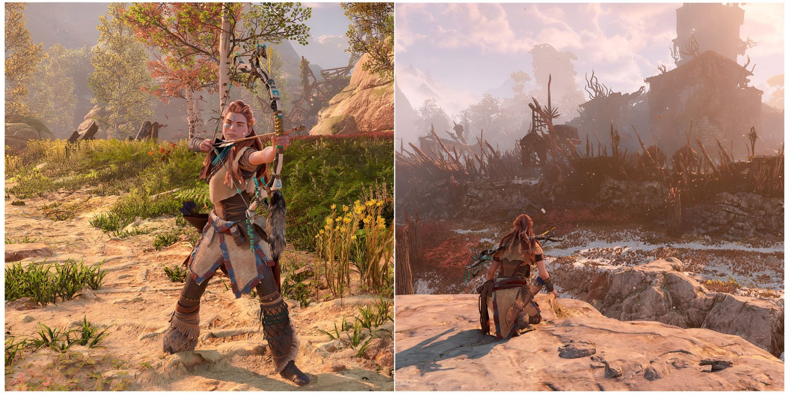 horizon zero dawn aloy overlooking camp