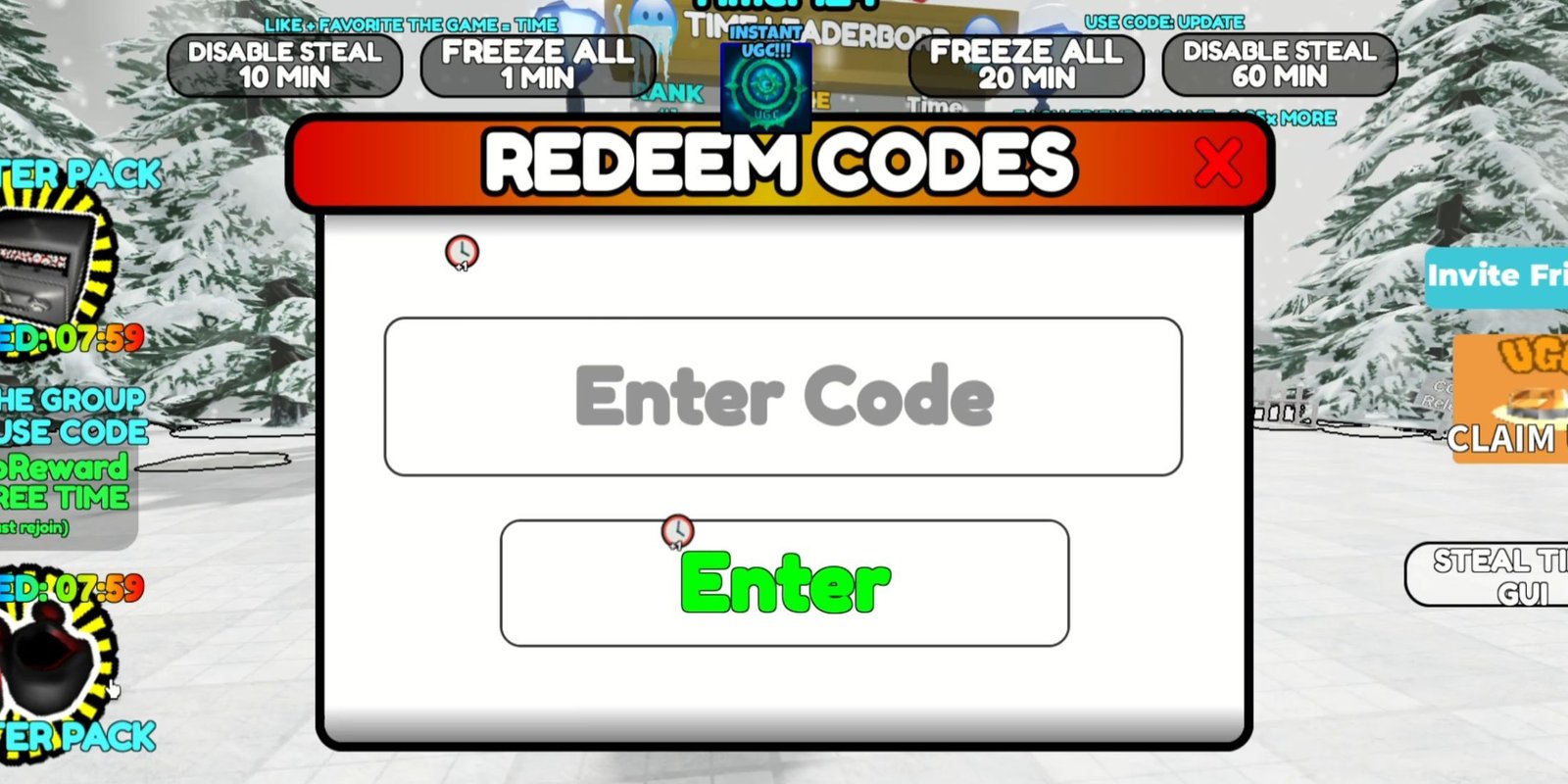 Freeze for UGC the codes tab