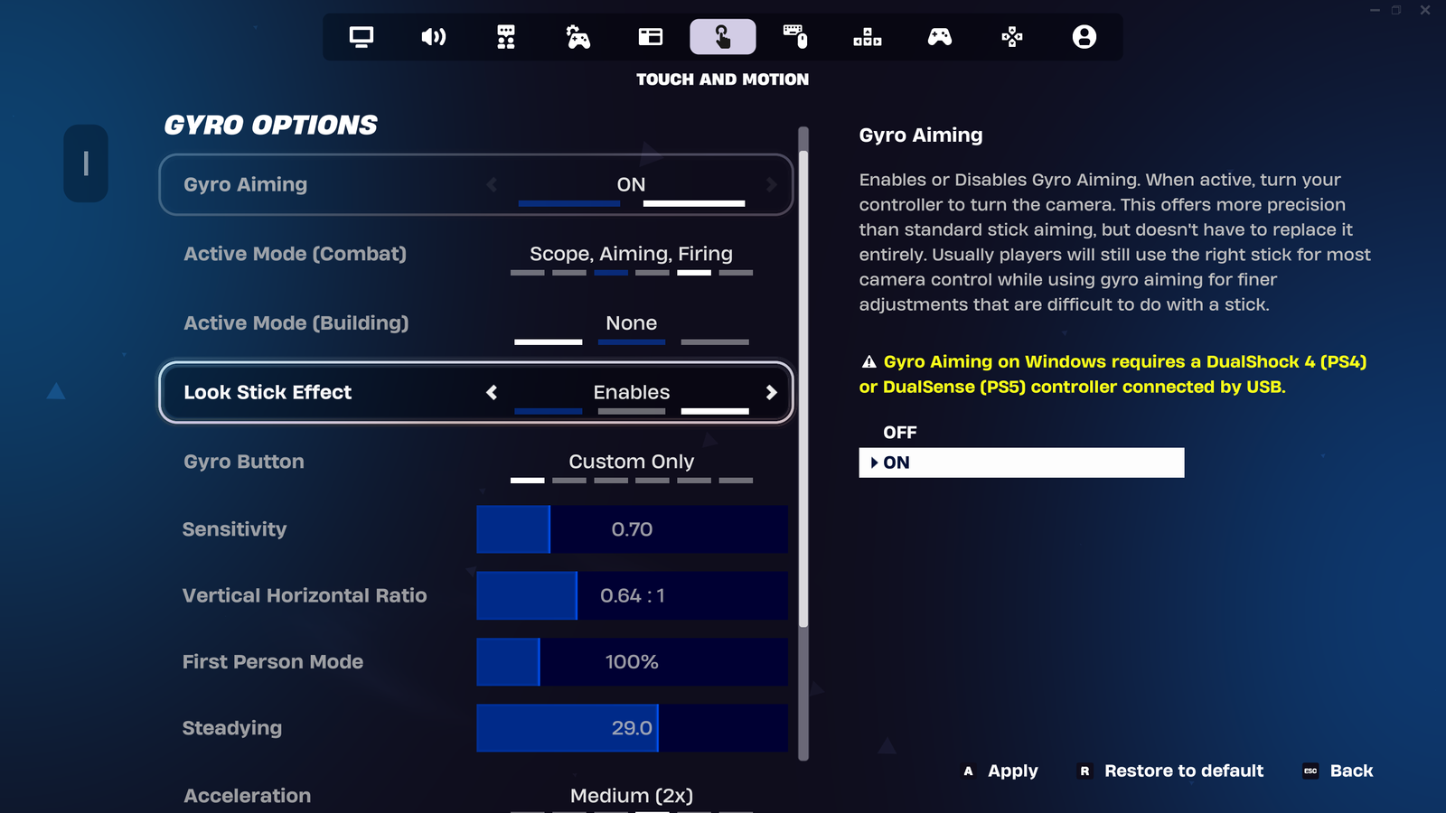 auto-fire settings